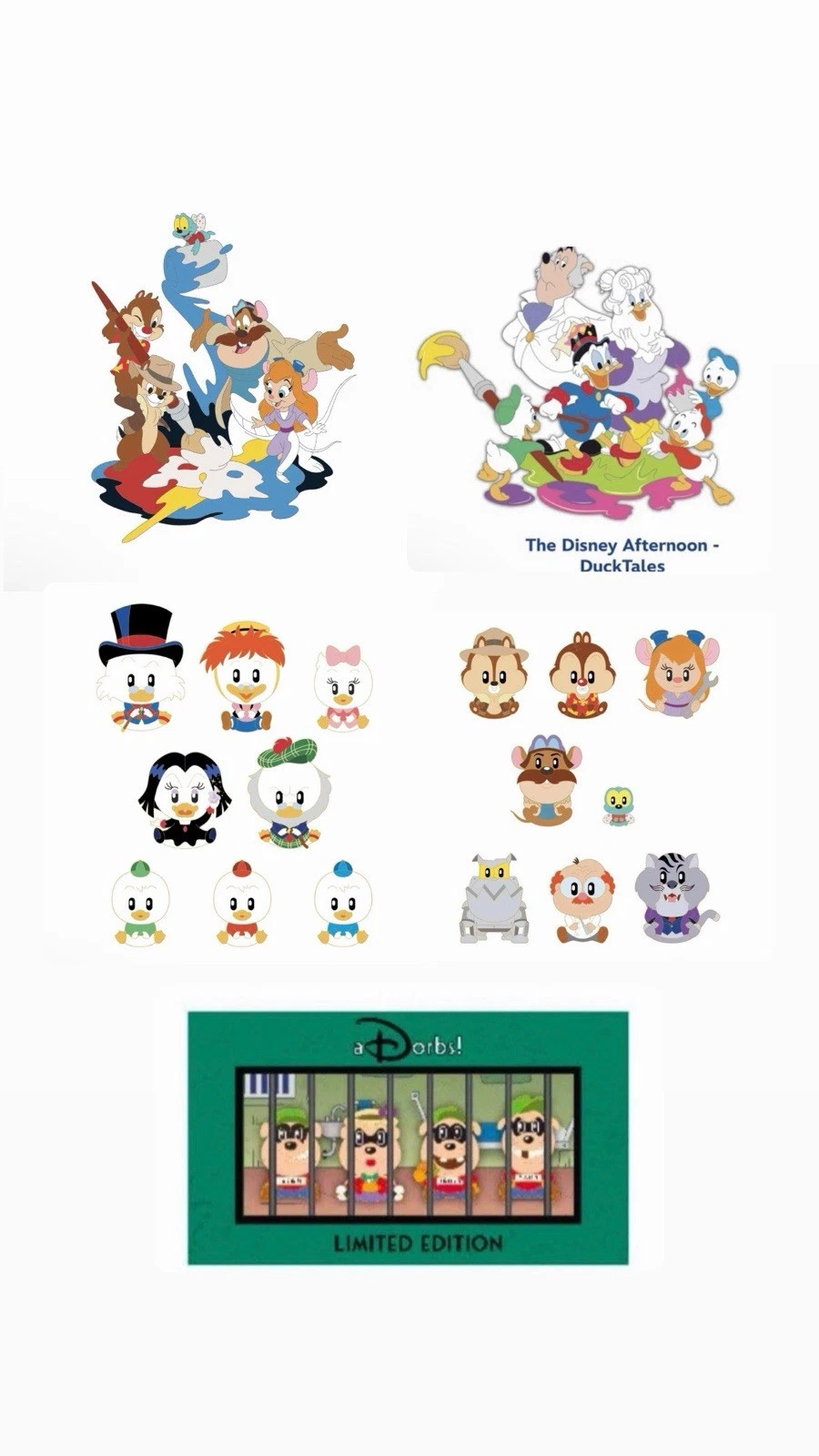 DISNEY WDI MOG Disney Afternoon Ducktales And Rescue Rangers Adorbs Full Pin Set