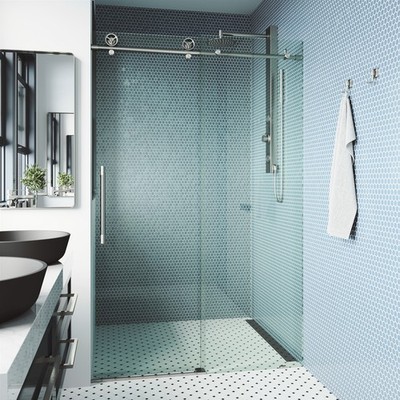 Vigo VG6044CL5676 Elan Cass 76''H x 56''W Sliding Frameless Shower - Stainless
