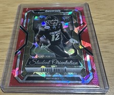 2025  Prizm Draft Picks Student Orientation Travis Hunter No. 7 Red Ice Prizm RC