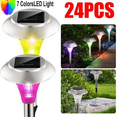 24 Pack Solar Garden Lights Outdoor Waterproof Color Changing Pathway LED Lights