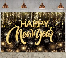 Happy New Year Hanging Extra Large Fabric Sign Poster Background Banner Decor