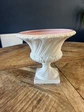 Vintage Italian White and Pink Porcelain Vase Urn / Plant Pot 