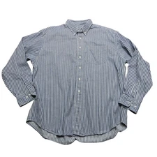 Woolrich Shirt Mens 2XL Blue White Striped Button Down Cotton Outdoorwear Casual