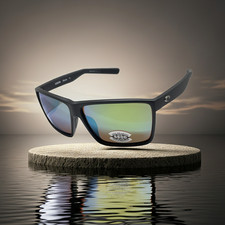 Costa Del Mar Rincon Matte Black Frame Green Mirror 580G Glass Polarized Lens