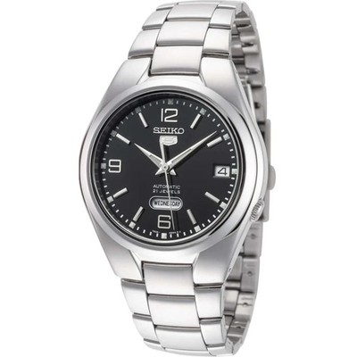 Seiko 5 Herren Automatik Uhr SNK623K1 schwarzes Zifferblatt Edelstahlarmband 30M