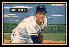1951 Bowman #83 CARL SCHEIB  Philadelphia Athletics  VG (Wrinkles)