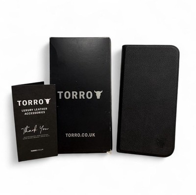 Torro Luxury Leather Flip Case Black Folio Cover with Hard Case and Box
