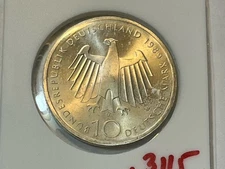 1989 German 10 Mark “2000 Jahre Bonn” .625 Silver Coin