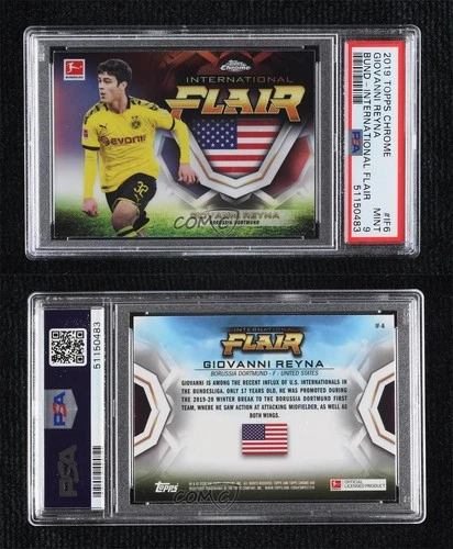 2019 Chrome Bundesliga International Flair Giovanni Reyna PSA 9 MINT Rookie RC