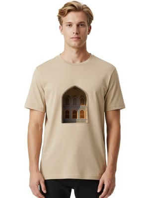 Arched-Building-Facade Mens Graphic Tee, 100% Cotton, Casual Summer Wear