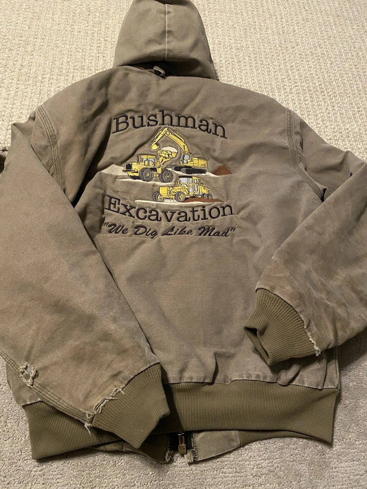 90s Carhartt Distressed Custom Worked Duck Insulated Flannel-Lined Size Medium