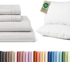 Queen Sheet Set  2 Cotton Pillows - 4 Piece Bedding Set