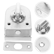 Frameless Glass Door Floor Bolt Lock - Stainless Steel Clamp-On No-Drill Latch