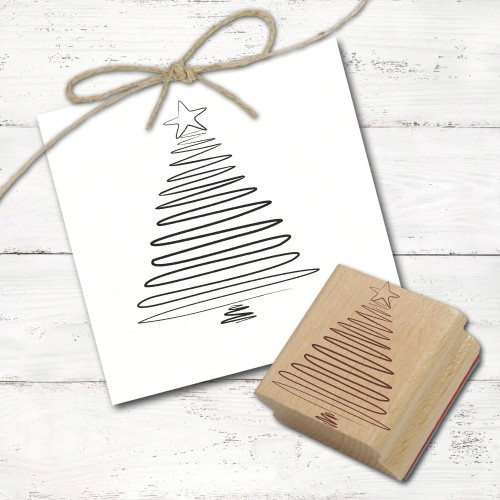 Motivstempel Tannenbaum Stern Modern Linien Weihnachtsstempel Christbaum 58X68Mm-image