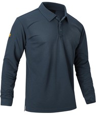 Men's Long Sleeve Polo Shirts 3 Button Down with Pocket Classic Golf Breathab...