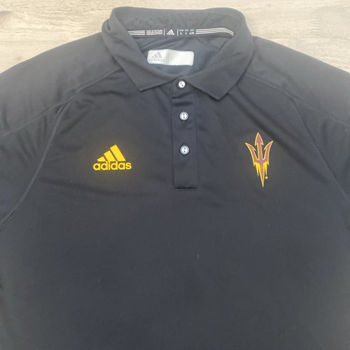 Arizona State Sun Devils ASU Team Issue Hombres Negro Adidas Polo Talla L - Imagen 3 de 6