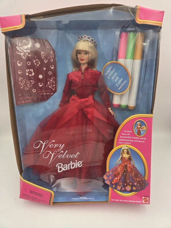 Barbie Doll Very Velvet Red Dress Fashion Show Mattel 1998 VG New In Box