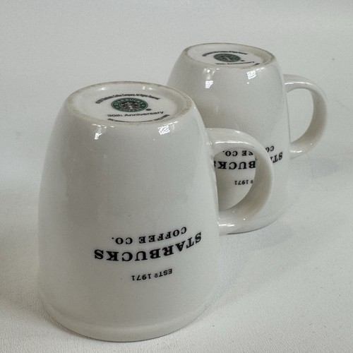 Set of 2 STARBUCKS Barista Coffee Tea MUGS 30th Anniversary 6 Oz White 2001 - Picture 13 of 15