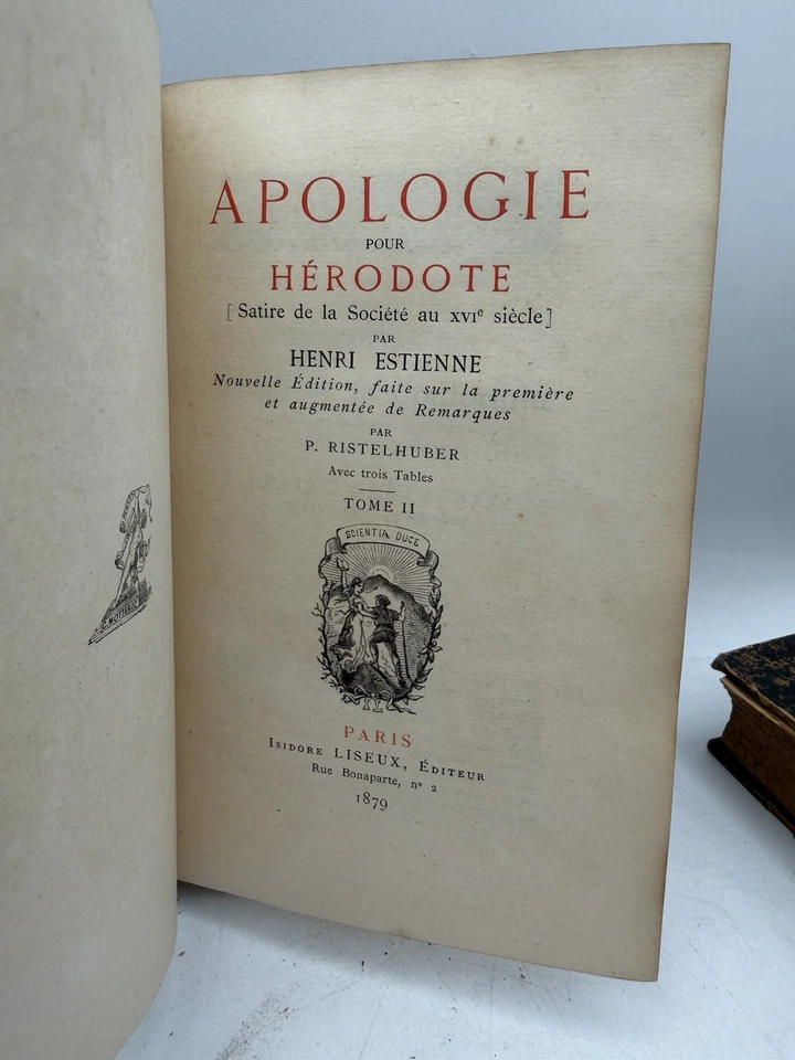 Apologie pour Herodote 1879 Henri Estienne 2 Volumes in French Note Cover Issues - Imagem 3 de 4
