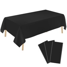 3 Pack Black Plastic Tablecloth Disposable Rectangular Table Cloth 54 x 108 I...