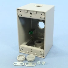 P&S Gray Die-Cast Aluminum Weatherproof 1G X-Deep Outlet Box 3-Hole 1/2" WPBD23