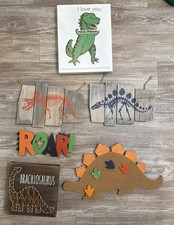 Dinosaurs Wall Art For Kids 6 Pieces With Hanging Brackets  Strings All Excelle
