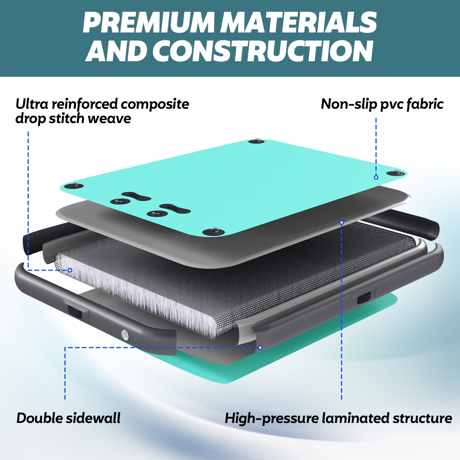 8x6FT Inflatable Floating Dock Platform Beach Inflatables Pool Float Islands