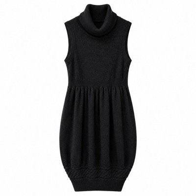 QS by s.Oliver Womens Sleeveless Turtleneck Sweater Dress Charcoal Gray Large