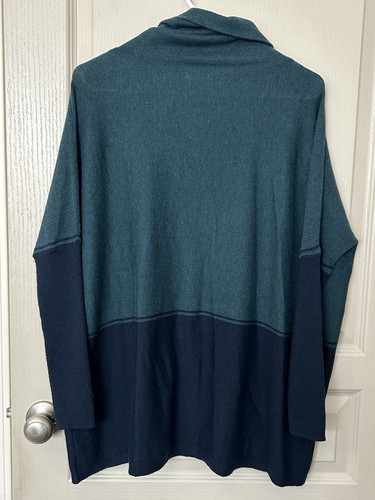 Smartwool Edgewood Poncho Oversized Sweater Tunic Cowl Pullover Green Blue Small - Picture 6 of 6
