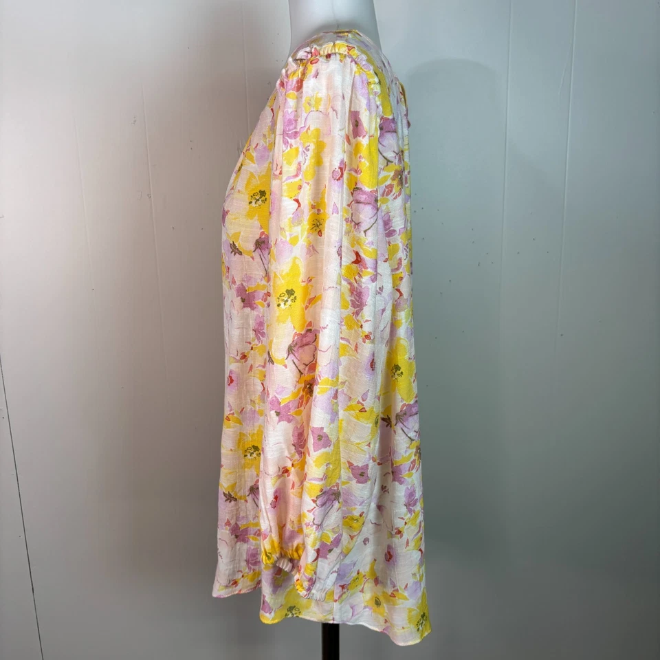 LC Lauren Conrad Топ XL женский цветочный 3/4 рукав блузка розовый желтый - Изображение 4 из 4