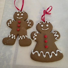 Gingerbread Man & Woman Christmas Ornaments Holiday Tree Decoration Set