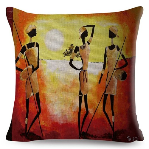 Orange Abstract Painting Africa life Collection African Woman Home Decor Pillow - Picture 30 of 38