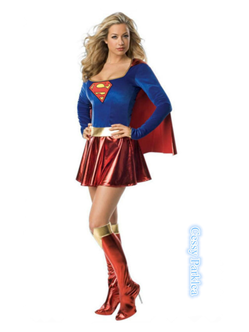 Z-L1-4 Superwoman Superhero Fancy Dress Up Party Outfit Metallic Costume  S-2XL | eBay