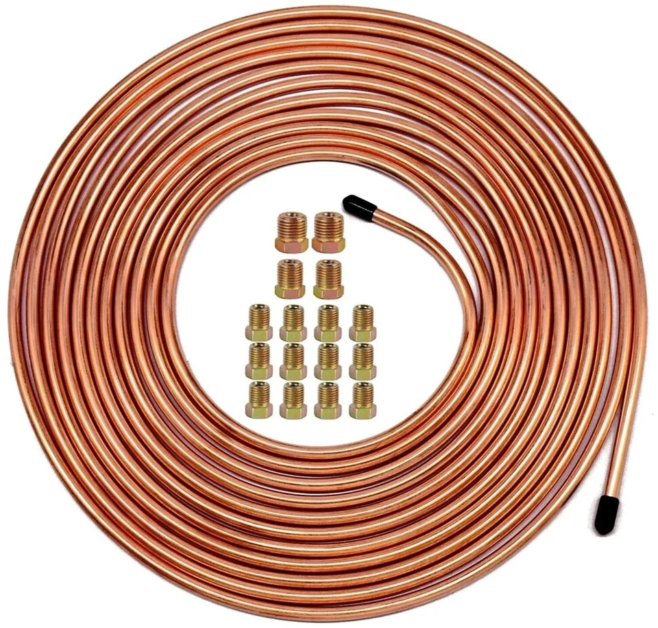 Kit de bobina de tubería de línea de freno de coche de cobre de hierro rollo de 50 pies OD de 1/4” para combustible hidráulico Foto 4 de 4