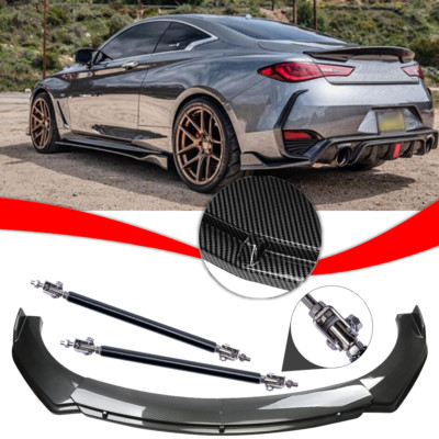 For Chevrolet Aveo Carbon Fiber Style Front Bumper Lip/ Spoiler Strut Rods/