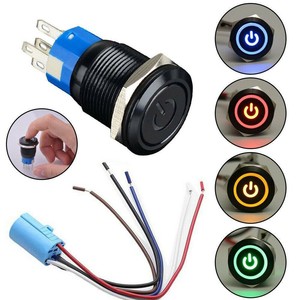 Details About 19mm 12v Led Power Symbol On Off Car Push Button Switch Latch Metal Toggle Spdt
