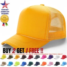 Mens Trucker Hat Mesh Foam Baseball Cap Snapback Adjustable Plain Blank Caps