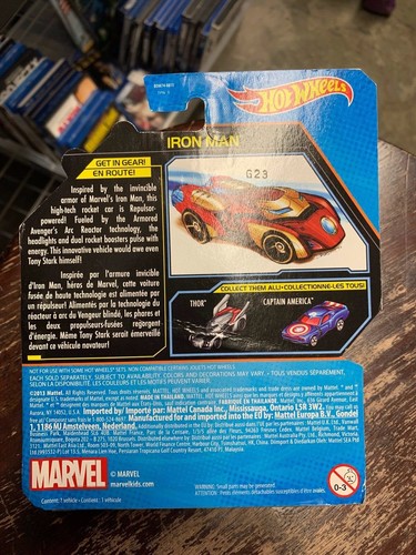 NEW - HOT WHEELS Marvel Comics IRON MAN 2013 Mattel Avengers Die-cast Collector - Picture 2 of 2
