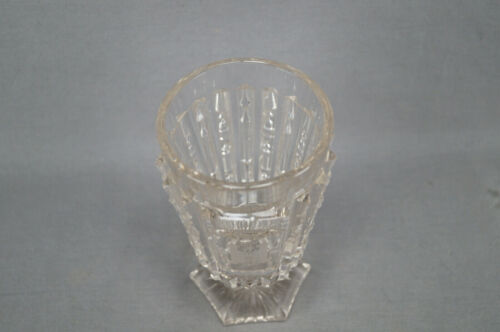 Bohemian Clear Cut Notched Prism Flint Footed Tumbler Spa Glass C. 1850-1860s - Picture 4 of 8