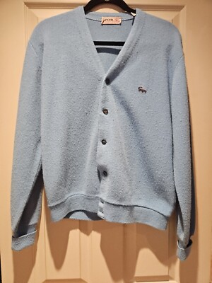 Izod Lacoste Of London Vintage 1960s Light Blue Men's M Cardigan Sweater 
