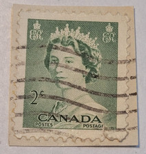CANADA Postage ~ Queen Elizabeth II ~ Green 2₵ Stamp ~ Used/Posted ~ 1953 ~ G39