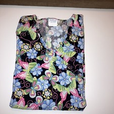 Women  s uniform scrub top size Medium Butterflies