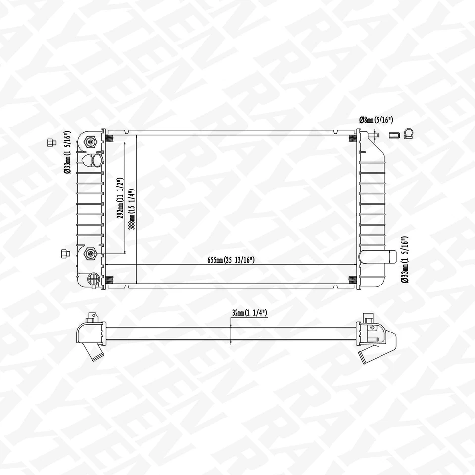 Radiator for BUICK SKYLARK CUSTOM 3.3L OHV ;1992- - Image 2 of 4