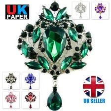 EXTRA LARGE DIAMANTE RHINESTONE CRYSTAL BROOCH SILVER VINTAGE PIN LOT FOR WOMEN