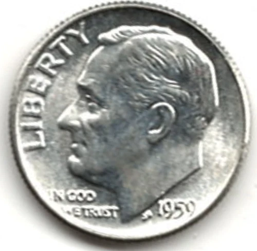 1959 ROOSEVELT DIME in BRILLIANT UNCIRCULATED CONDITION stk b1004