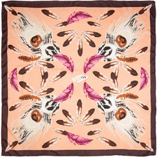 Wyoming Traders Wild Rag Peach Feather Western Print 100 Silk Scarf - 34.5"