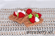 Felt food strawberry waffle set, Pretend food, Play kitchen, Gift for baby, Toy