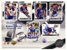 Craig MacTavish Dave Manson Bernie Nicholls Bill Ranford signed Oilers UD sheet