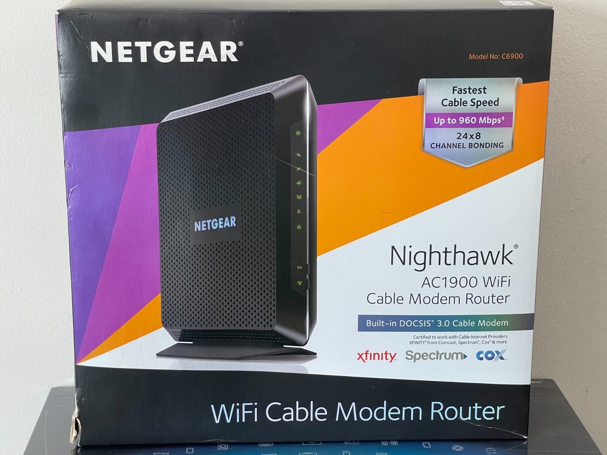 NETGEAR Nighthawk AC1900 C6900 Wi-Fi Cable Modem Router Dual Band