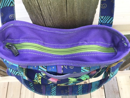 Mythical Dogs Laurel Burch Medium Canvas Purse Tote Bag Handbag Purple Blue - Picture 3 of 11